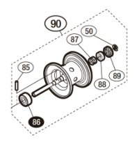 【シマノ純正お取り寄せパーツ：納期1ヶ月】20バルケッタ Fカスタム 純正スプール（150, 150DH, 150DHXG, 151, 151DH, 151DHXG）商品コード：041692 90番 S Part No. 13GNP スプール組（ベアリング入り）【中サイズ送料】