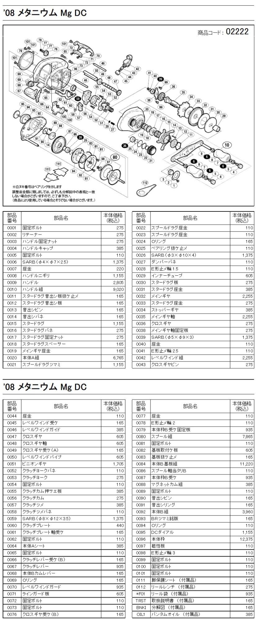 シマノ　08 メタニウムMg DC付属品完備品