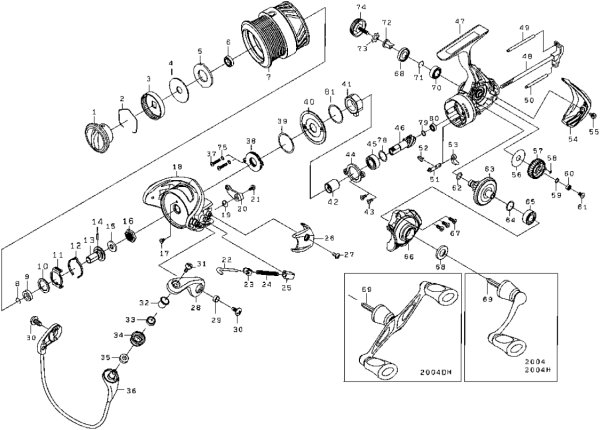 画像1: 【ダイワ純正お取り寄せパーツ：納期1ヶ月】 16月下美人 MX MX2004H　製品コード：00056194 (1)